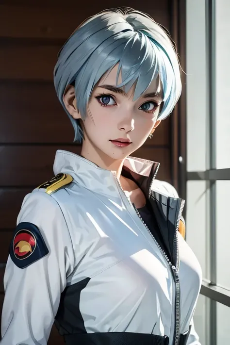 Highest quality　High resolution　Simple　A cute girl cosplaying as Rei Ayanami in a pilot suit　