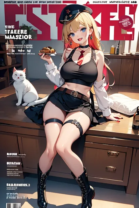 (masterpiece:1.2), (military uniform magazine cover:1.4),best quality,pixiv,sweet girl , sexy posture,1girl, (perky chest:1.2), ...