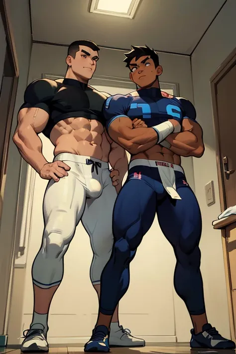 Danny Phantom, ghost, hypnosis, jock, conversion, locker room hallway, hyper muscles, jockstrap, bro, meathead, hypnotized, brainwashed, brainwashing, big dumb jock, football.  Glowing eyes. Hyper crotch bulge. Massive bulging crotch. Big balls. Big biceps...