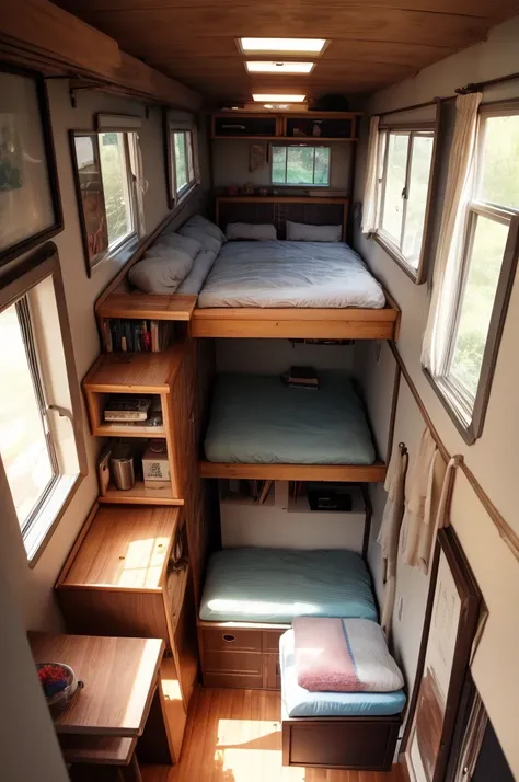 
Inside this converted bus，A woman lives in it，The whole space exudes the Lofi style、A unique atmosphere where the styles of Laurie Greesley and Makoto Shinkai merge。The bus interior is comfortable and exquisitely designed，It is equipped with a bunk bed.。T...