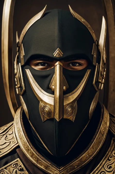 Masterpiece, The best quality, warrior with mask in his mouth 