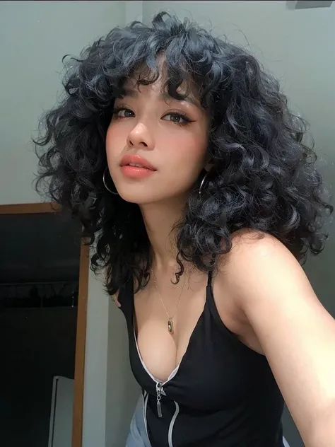 Beautiful black woman, striking look, Sexy Mature Woman, black fur color, seamless, Outstanding features, very curly hair, Full mouth, skin black, mulatto black