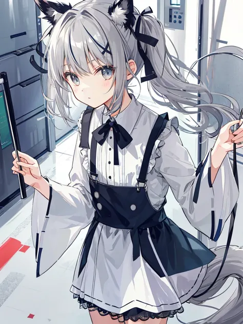 And soul,  girl, Gray Hair, Hair Ribbon, Side Tail