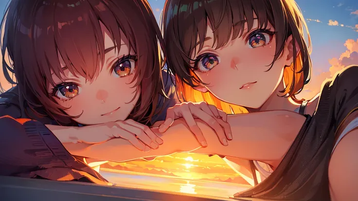 ((Highest quality)), ((masterpiece)), (detailed),(Perfect Face),lofi sunset relax