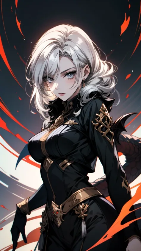 Anime girl with white hair and black clothes holding a demon, artwork in the style of Gwaiz, Jan J, Dark devil dancer, artstation pixivでトレンド, Gwaiz on artstation pixiv, Devil Anime Girl, Gwaiz on pixiv artstation, Dragon Girl, Gwaiz, the Dragon Girl portra...