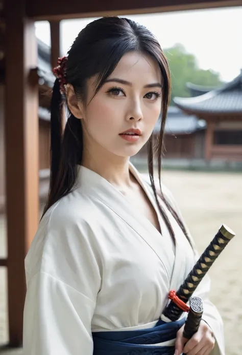 beautiful woman with samurai style