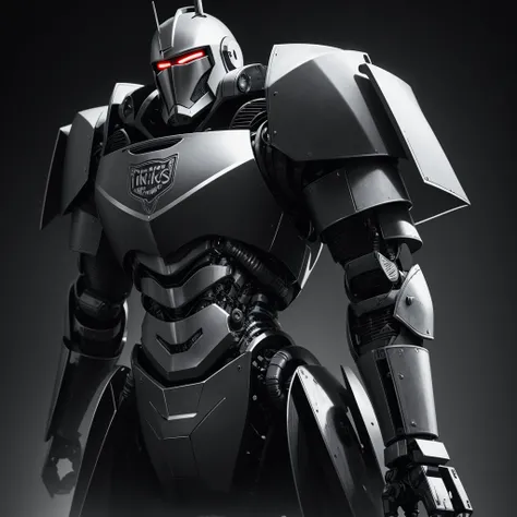 a 4k black and white image of an epic robotic knight 