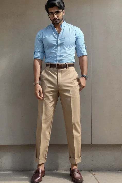 Great! Heres the outfit description for Ansh:

Ansh wore a simple button-up shirt, light blue with a faint plaid pattern. The shirt was neatly tucked into his beige khakis, which were slightly too short, revealing his mismatched socks. His black belt was f...