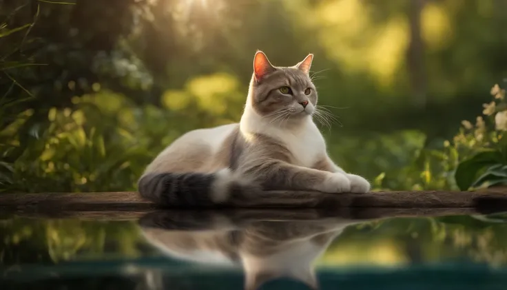 a cat meditating in a peaceful park, detailed portrait, intricate details, (best quality,4k,8k,highres,masterpiece:1.2),ultra-detailed,(realistic,photorealistic,photo-realistic:1.37),HDR,UHD,studio lighting,ultra-fine painting,sharp focus,physically-based ...