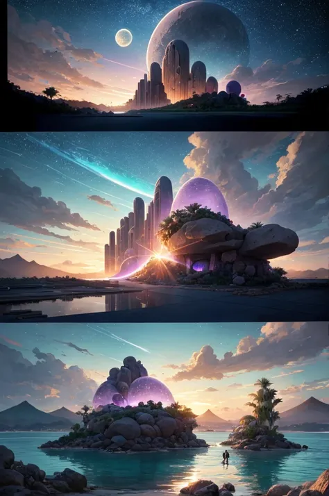 anime (best-quality:0.8), (best-quality:0.8), perfect anime illustration, weve been trying to reach you about your cars extended warranty, An illustration in collage style, with giant boulders, brutalist building sections, terraces, stairs, cacti, agave, c...