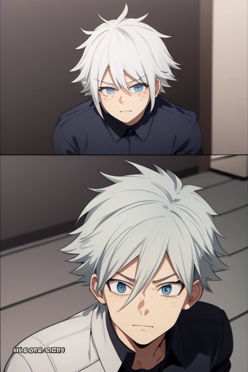 Screenshot screencap anime My Hero
Academia BOY, white hair, blue eyes, bites, freckles