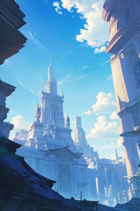 anime landscape with blue sky