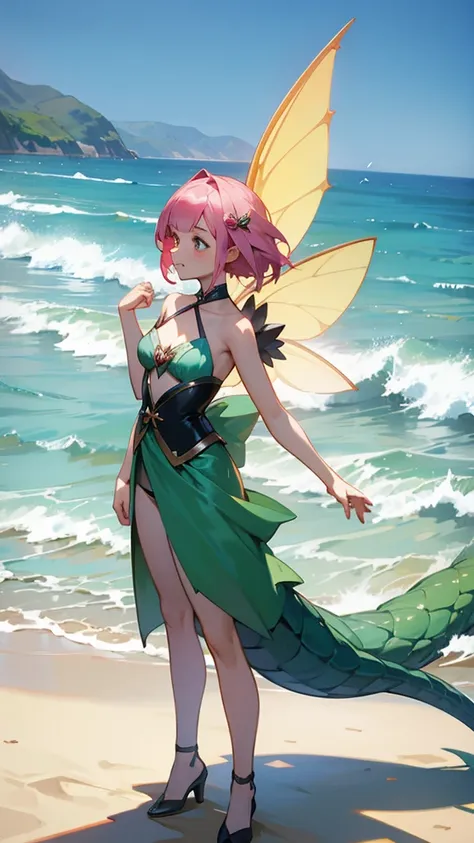  fairy girl on beach with dragon