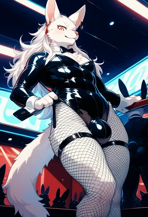 Highest quality, Highest quality, High quality illustrations, masterpiece, Ultra-high resolution, Detailed Background, club, Disco, Absurd, Perfect Anatomy, Performance, Good lighting, Shadows in the movie(kemono, Furry Personification), Rubber suit, Rubbe...