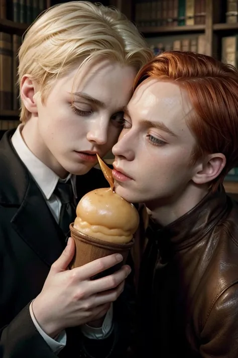 Draco Malfoy kissing Ronald Weasley 