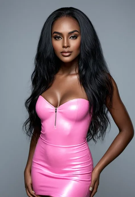 Arafed woman completely, Attractive woman in pink latex dress (Seductive look), Dress in fashion. Black and Brazilian mixed race, mixed race woman, beautiful 30 year old Afro-Latina girl, beautiful African and Latina, supermodel, stunning beauty, Brazilian...