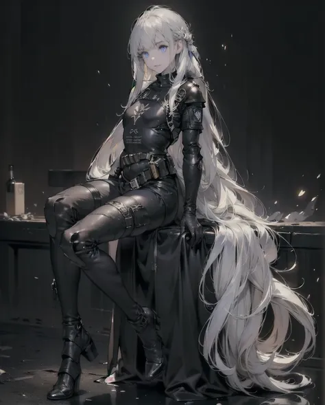 (((custom combat suit)))、beautiful artwork illustration，beautiful digital artwork、(((very long silver hair、long hair)))、(((chang...