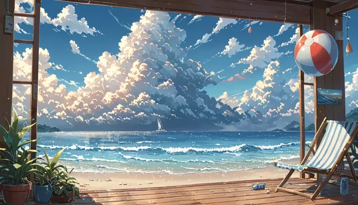 ((Anime: 1.4, Illustration)), (Masterpiece, Top Quality, Best Quality), (Ultra-Detailed, Absolutely Resolution), ((16k, HIGH RES)) (Summer, Beach, Cumulonimbus Cloud, Parasol, Beach Ball), ( Anime: 1.4, Illustration)), (Masterpiece, Top Quality, Best Quali...