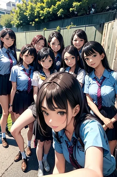 a female teacher pees while taking a group photo with many students、the female teacher couldn&#39;t hold it in and peed herself、...