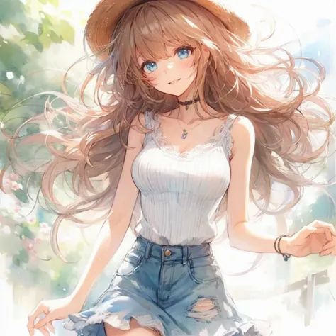 Official art using high-quality hand-drawn watercolor sketch techniques. (best quality,4k,8k,highres,masterpiece:1.2),ultra-detailed,beautiful detailed eyes,A girl with beautiful eyes, everyone, beautiful anime girl, cute anime girl, smooth anime art, anim...