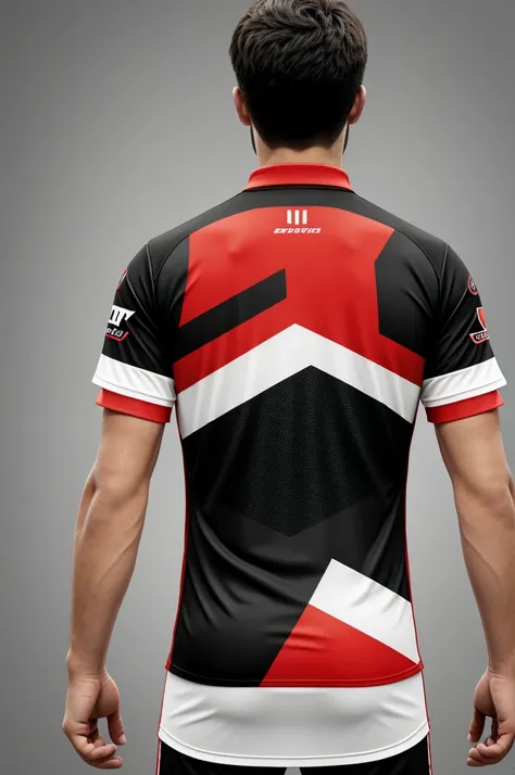 Esports jersey wirtten Team Bt front and back side red black white colour theme