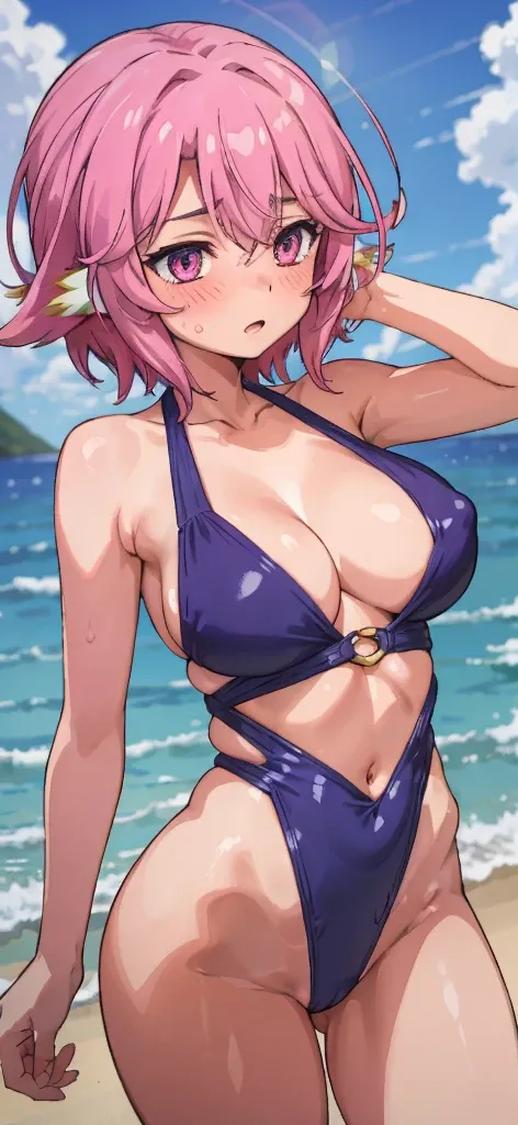 Jibril, upper body, blushed, perfect anatomy, extremely detailed eyes and face, vivid colors, sharp focus, masterpiece:1.2, ultra-detailed, blushed, ((doggystyle)), (solo), (competition swimsuit). 