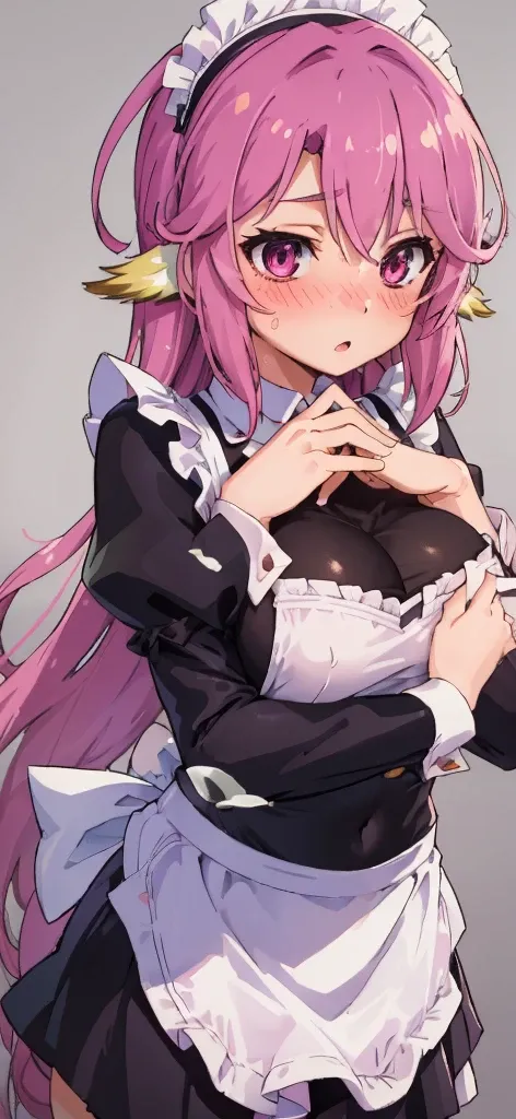 Jibril, upper body, blushed, perfect anatomy, extremely detailed eyes and face, vivid colors, sharp focus, masterpiece:1.2, ultra-detailed, blushed, ((doggystyle)), (solo), (maid outfit). 