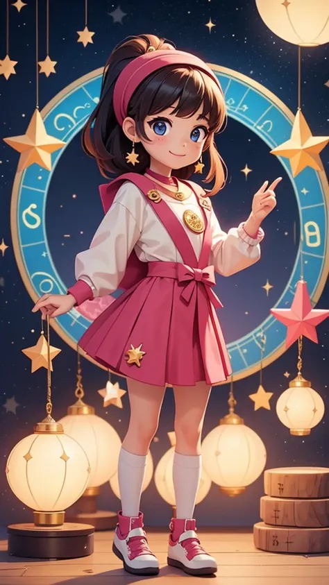 young astrologer girl、telling customers&#39; fortunes at the school festival、crystal jade、astrology chart、silver hair、blue eyes、...