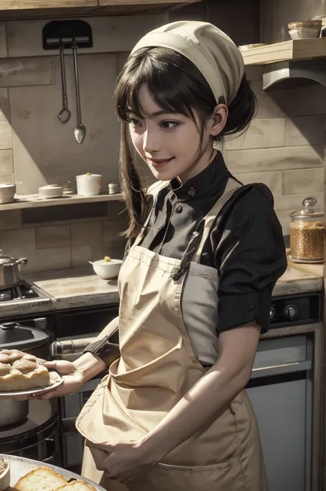 yor,
cooking, bun_(food), cake, dumpling, steaming_body, apron_removed, apron_lift,, (masterpiece:1.3), (best_quality:1.3), (ultra_detailed:1.3), 8k, extremely_clear, realism, (ultrarealistic:1.3),, 1girl, solo, wide_shot,, seductive_smile,, insane details...