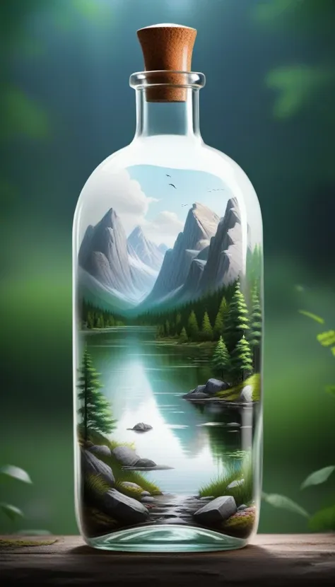 beautiful landscapes nature glass bottle landscape, , white bottle,