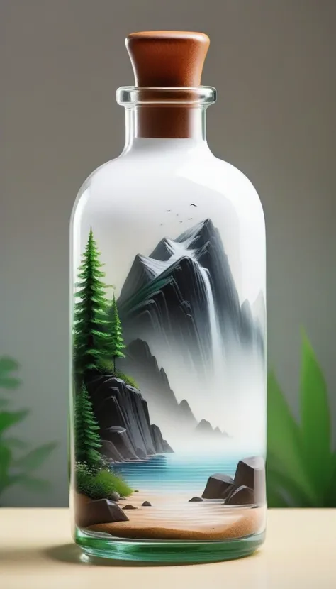 beautiful landscapes nature glass bottle landscape, , white bottle,