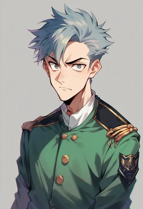 art of kohei horikoshi, 16 year old boy, spiky hair tilted back, lean, grey eyes, u,a uniform