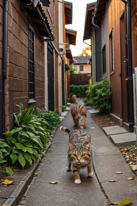 Once, in a cozy neighborhood, a curious tabby named Whiskers prowled the alleys, chasing leaves.