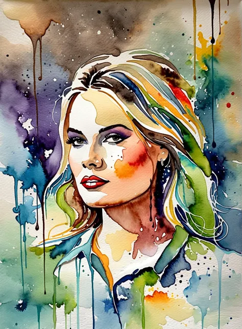 Amazing vivid watercolor painting, fluid washes of color blend seamlessly , watercolor paper texture, drips, sharp, beautiful, painterly, detailed, textural, artistic