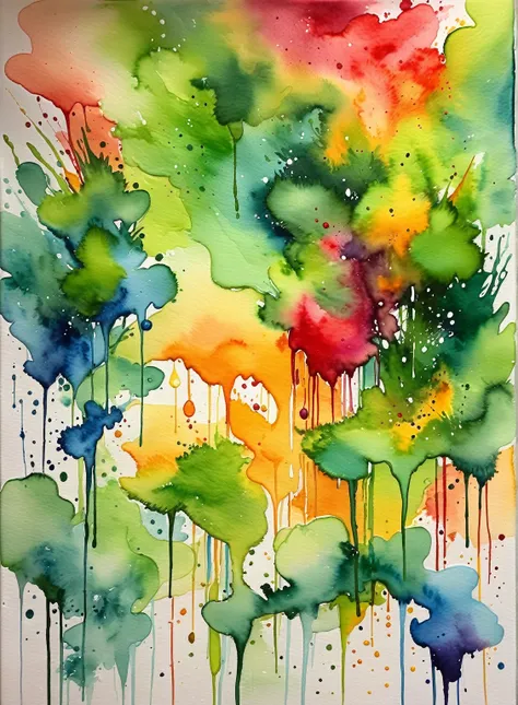 Amazing vivid watercolor painting, fluid washes of color blend seamlessly , watercolor paper texture, drips, sharp, beautiful, painterly, detailed, textural, artistic