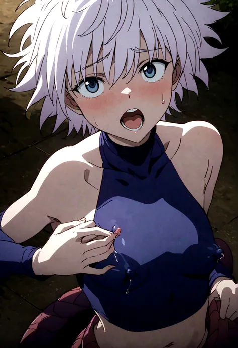 killua ahegao nipple lactating crop top  horsecock cumming lamia body