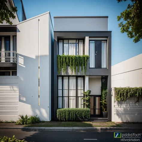 a modern 04 floors house with a lot of windows and a lot of plants, highly detailed render, very realistic 3 d render, realistic...