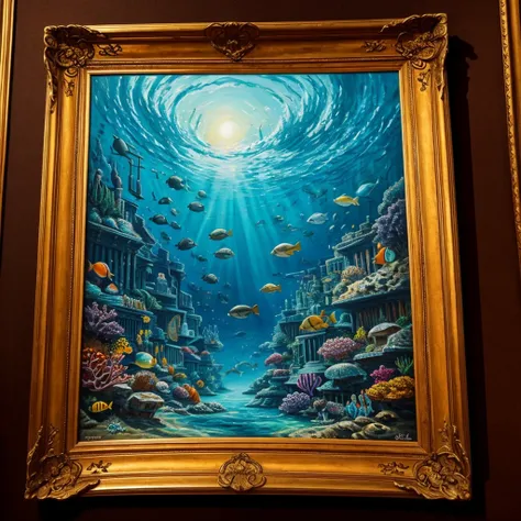 there is a painting，under the dark sea，hidden in the ancient city of r&#39;lyeh。the city is built of huge black stones，strange s...