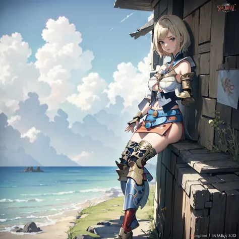 (cowboy shot, masutepiece, of the highest quality, Official art, Beautiful and aesthetic:1.2), ighly detailed, Colorful, highest details, Illustrations, Everyday scenery, 1girl in, Solo, (Detailed face, Detailed eyes, navel, large boob, Final Fantasy 12, A...