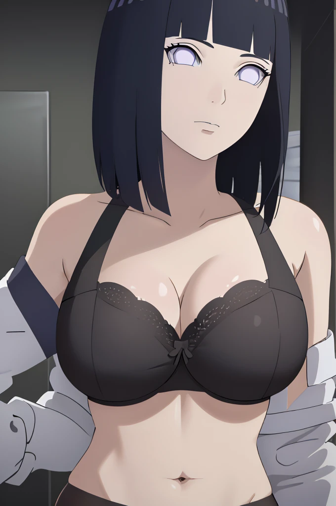 masterpiece, (intricate details), (colorful),cinematic lighting,extremely detailed CG unity 8k wallpaper ,hinata(boruto), 1girl,solo, large breasts, (hinata, hyuuga hinata, purple eyes, blunt bangs, black hair) big breasts, perfect breasts, large breasts, ...