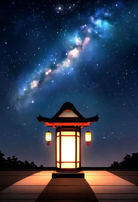 Summer festival、Japan、Lantern、Starry Sky、Increase the proportion of sky、No people、Lanternの数は６t