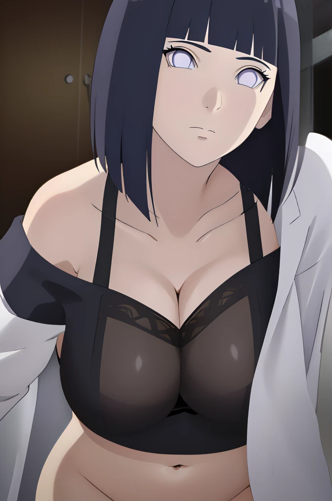 masterpiece, (intricate details), (colorful),cinematic lighting,extremely detailed CG unity 8k wallpaper ,hinata(boruto), 1girl,solo, large breasts, (hinata, hyuuga hinata, purple eyes, blunt bangs, black hair) big breasts, perfect breasts, large breasts, ...