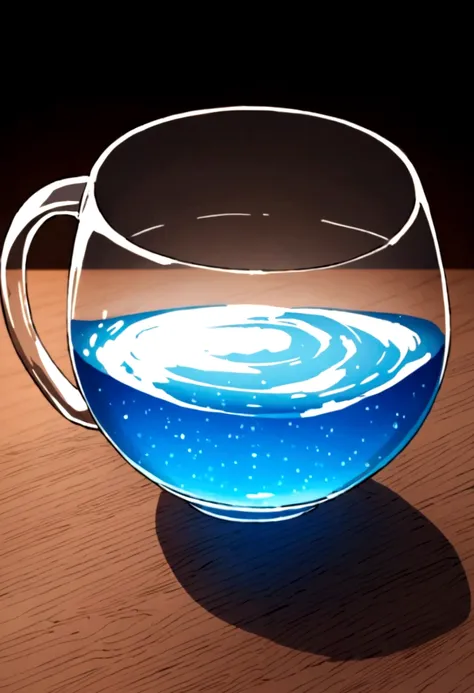 carbonated water　transparent　on the desk　transparent感　it&#39;s in a simple cup