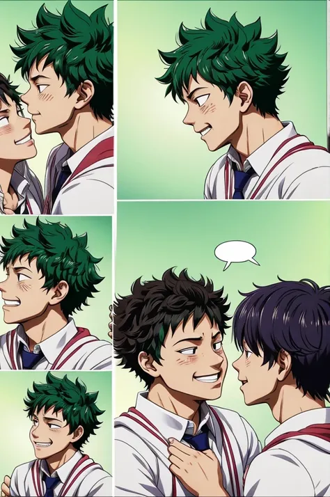 Izuku Midoriya, too nervous and VERY blushing because they just kissed him on the lips