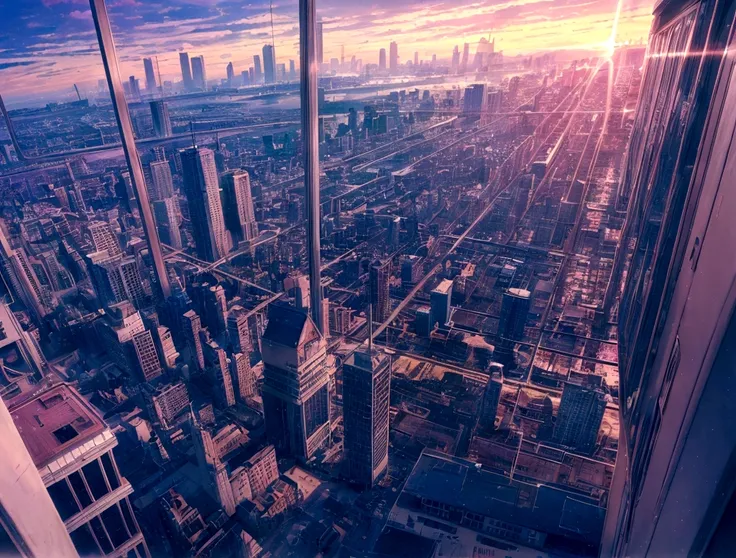 Absurd, High resolution, (Official Art, beautifully、aesthetic:1.2), Wide angle, Rooms with large windows, Bright Sky, A vast world, girl, stare, Awe-inspiring expressions, light pink long hair, Lo-fi Girl, Kaisei and Artgelm, Anime atmosphere, Lofi Artstyl...