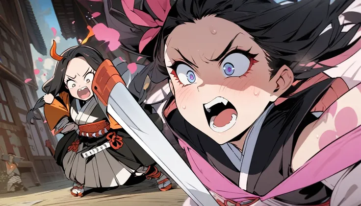 Demon Slayer,Japanese cartoons,Astonishing, masterpiece,Full color,Nezuko