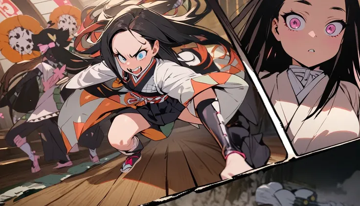 Demon Slayer,Japanese cartoons,Astonishing, masterpiece,Full color,Nezuko