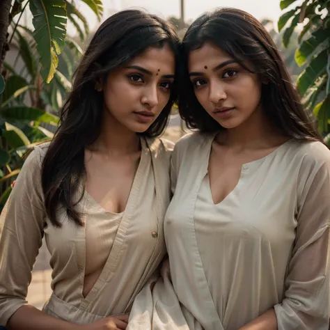 two indian girls in kameez,lesbian sex,intimate,sensual,romantic,detailed,high quality,hyper realistic,beautiful detailed eyes,beautiful detailed lips,extremely detailed face,longeyelashes,warm sunlight,cinematic lighting,vibrant colors,intricate details,m...