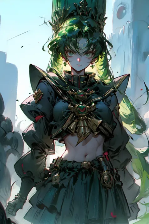 Black Kakalot Female, Green Hair, Look at Viewer, Green Castle