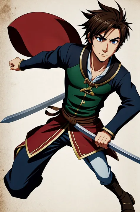 Cartoon male 2D swordsman